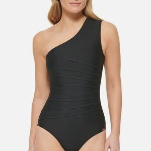 Calvin Klein Black One-Shoulder Swimsuit